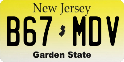 NJ license plate B67MDV