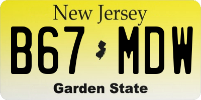 NJ license plate B67MDW