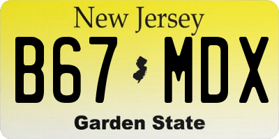 NJ license plate B67MDX