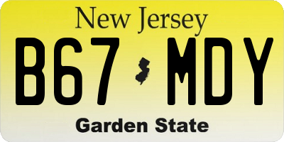 NJ license plate B67MDY