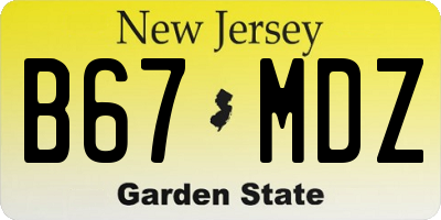 NJ license plate B67MDZ