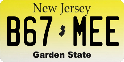 NJ license plate B67MEE