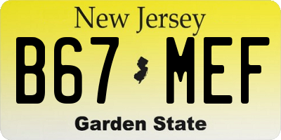 NJ license plate B67MEF