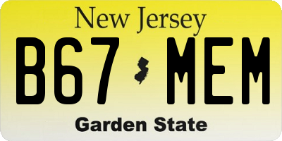 NJ license plate B67MEM