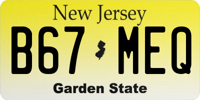 NJ license plate B67MEQ