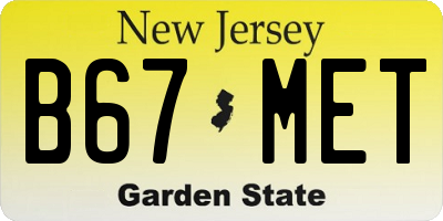 NJ license plate B67MET
