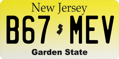 NJ license plate B67MEV