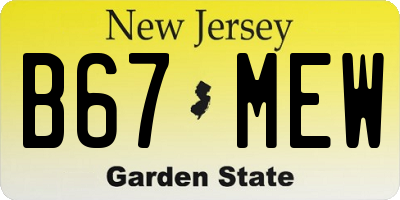 NJ license plate B67MEW