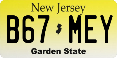 NJ license plate B67MEY