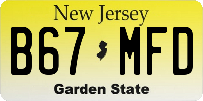 NJ license plate B67MFD