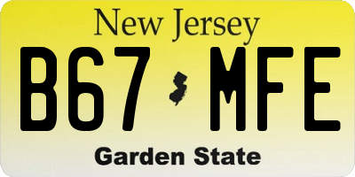 NJ license plate B67MFE