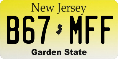 NJ license plate B67MFF
