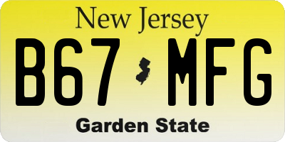 NJ license plate B67MFG