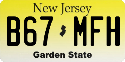 NJ license plate B67MFH