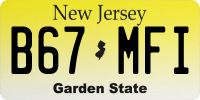NJ license plate B67MFI