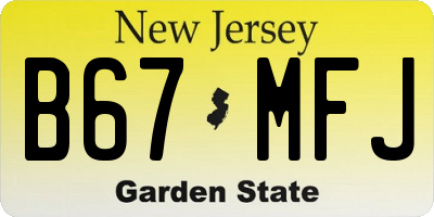 NJ license plate B67MFJ