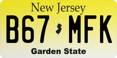NJ license plate B67MFK