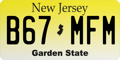 NJ license plate B67MFM