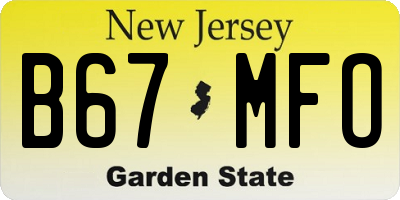 NJ license plate B67MFO