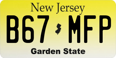 NJ license plate B67MFP
