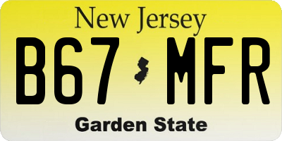 NJ license plate B67MFR