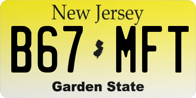 NJ license plate B67MFT