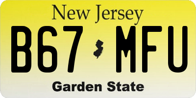 NJ license plate B67MFU