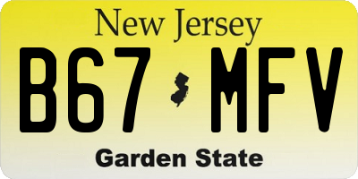 NJ license plate B67MFV