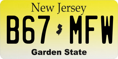 NJ license plate B67MFW