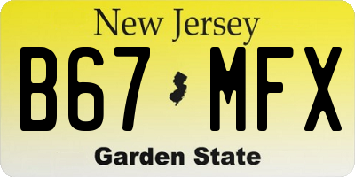 NJ license plate B67MFX