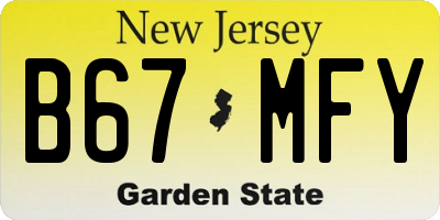 NJ license plate B67MFY