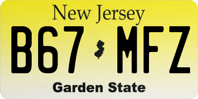 NJ license plate B67MFZ