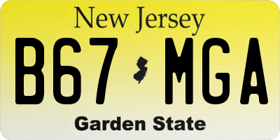 NJ license plate B67MGA