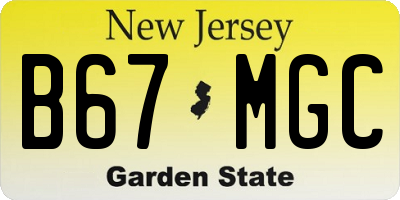 NJ license plate B67MGC