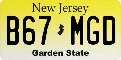 NJ license plate B67MGD