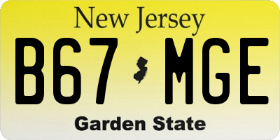 NJ license plate B67MGE