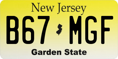 NJ license plate B67MGF