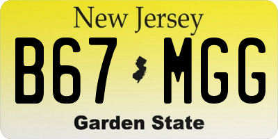 NJ license plate B67MGG