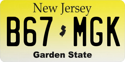 NJ license plate B67MGK