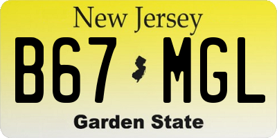 NJ license plate B67MGL
