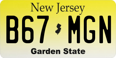 NJ license plate B67MGN