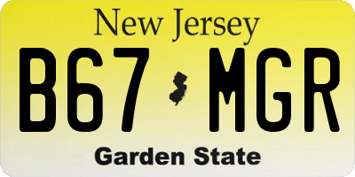NJ license plate B67MGR