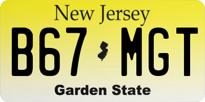 NJ license plate B67MGT