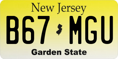 NJ license plate B67MGU