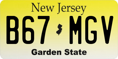 NJ license plate B67MGV
