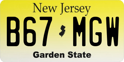 NJ license plate B67MGW