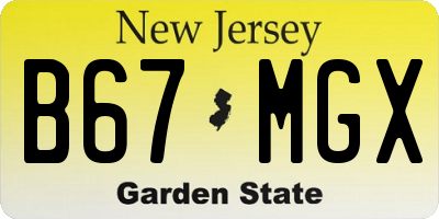 NJ license plate B67MGX