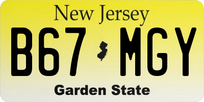 NJ license plate B67MGY