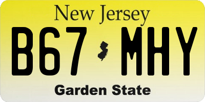 NJ license plate B67MHY