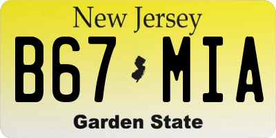 NJ license plate B67MIA